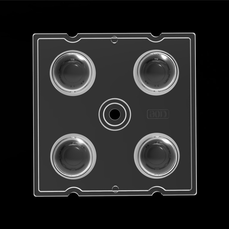 50 * 50mm 90 درجه 4 در 1 لنز نور LED مواد PC برای نوردهی سیلاب SMD7070 / 5050 / 4 * 3030 LED