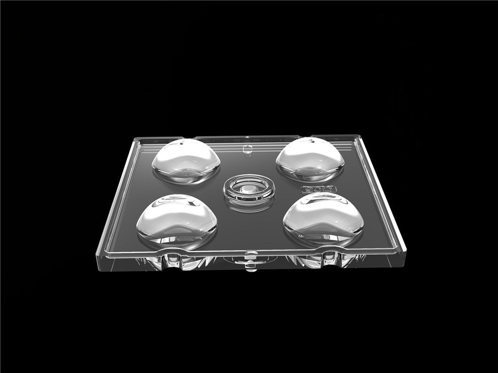 50 * 50mm 90 درجه 4 در 1 لنز نور LED مواد PC برای نوردهی سیلاب SMD7070 / 5050 / 4 * 3030 LED