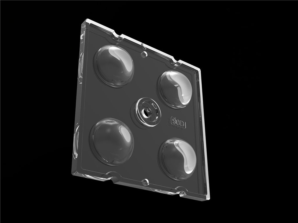 50 * 50mm 90 درجه 4 در 1 لنز نور LED مواد PC برای نوردهی سیلاب SMD7070 / 5050 / 4 * 3030 LED