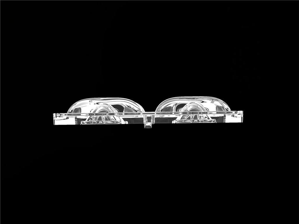 50*50mm TYPE2 Asymmetrical 4 In 1 LED Light Lens مواد PC برای روشنایی سیلاب SMD7070/ 5050/4*3030 LED