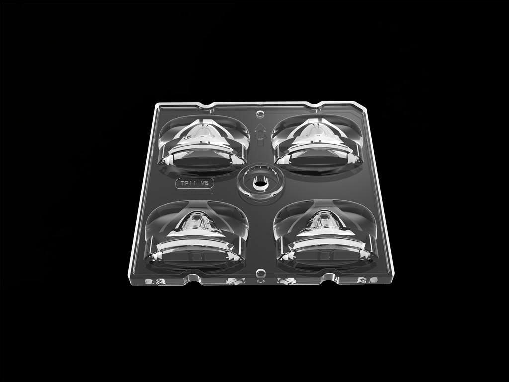 50 * 50mm 55 * 152 درجه / TYPE2-VS 4 در 1 لنز نور LED مواد PC برای ماژول نور خیابان LED SMD3535/5050LED